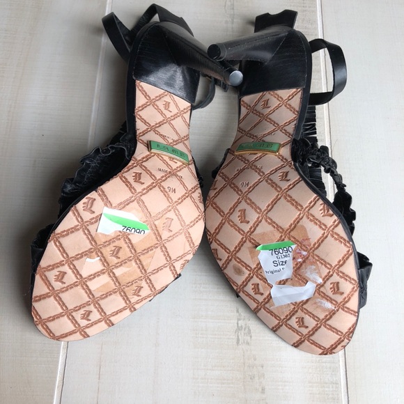 NWOT L.A.M.B. Fringe T-strap Heels - Picture 6 of 7